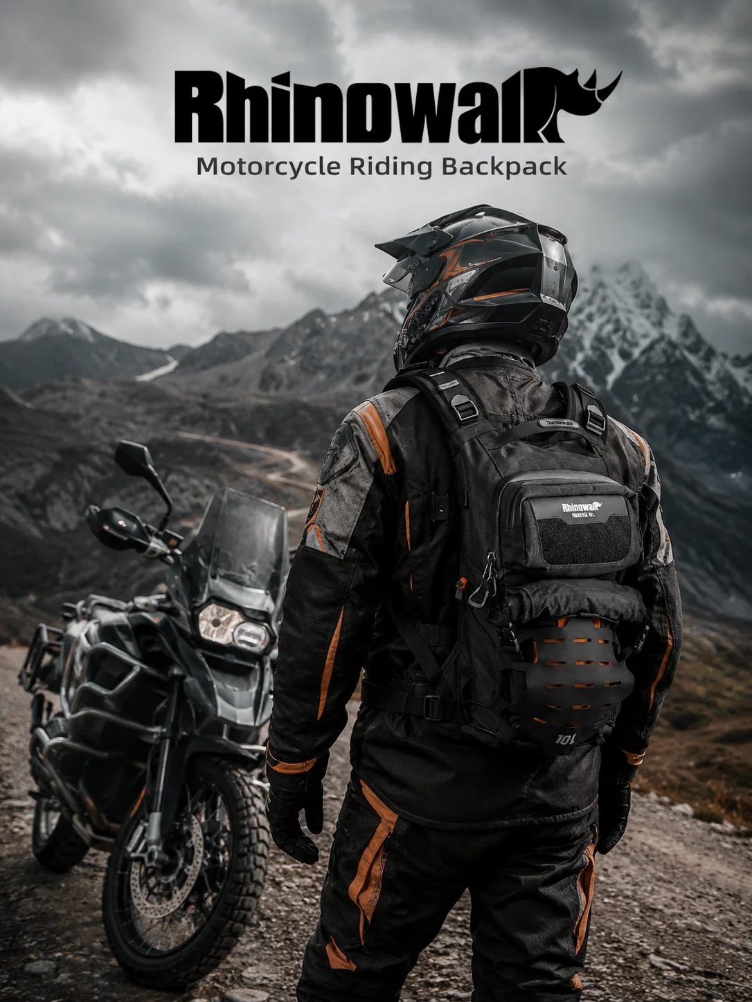 

Rhinowalk Motorcycle Riding Backpack 10L Waterproof Cycling Bag with Rain Cover Back Protector Hydration Pack MOLLE for ADV 2026