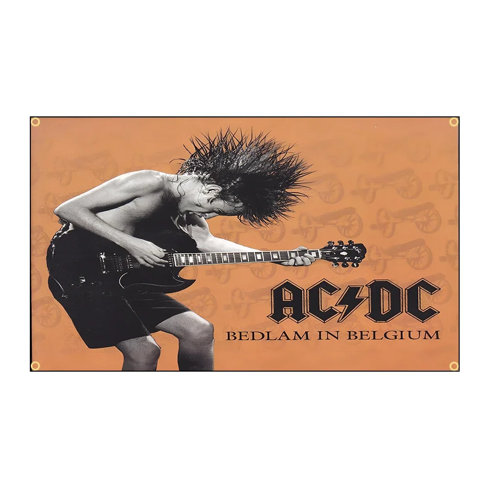 AC/DC Heavy Rock Band Flagge Polyester Bedrucktes Banner für Garagenwand-Kunst und Außendekoration