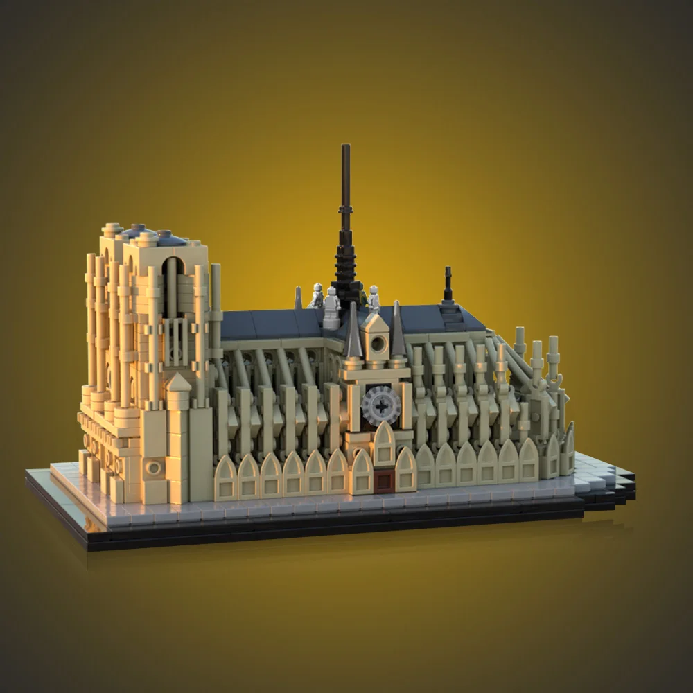 MOC Notre Dame France Paris landmark Bricks 1:800 Scale Model Gothic Church Architecture Blocks City Building Medieval Decor Toy