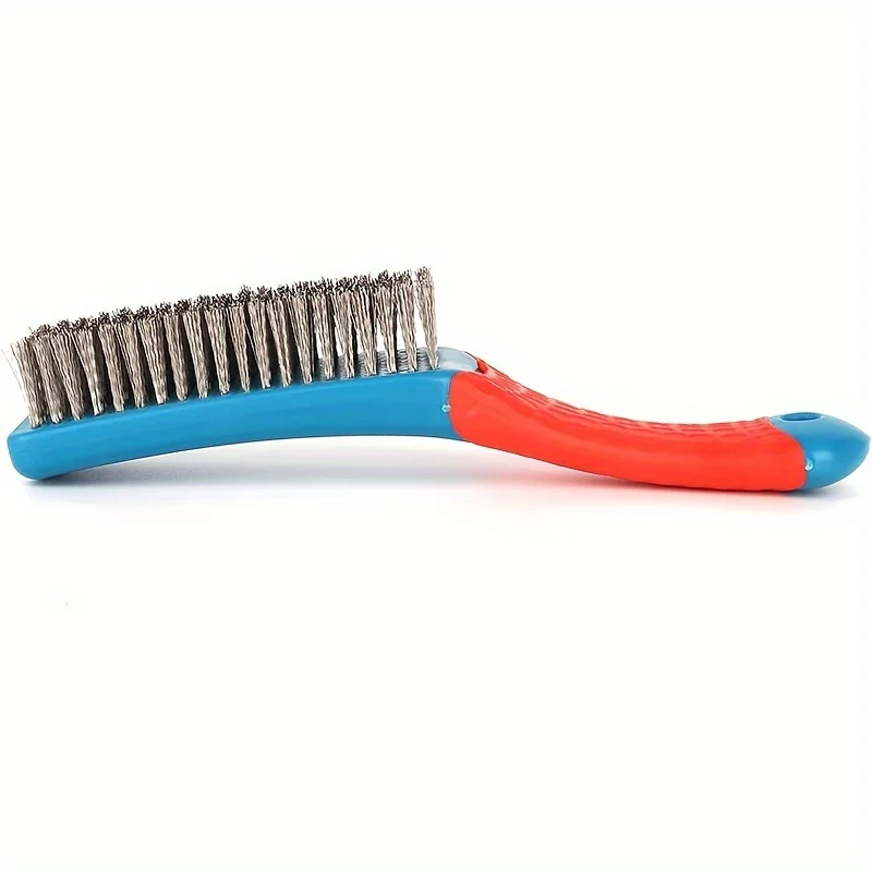 Heavy Duty Stainless Steel Wire Brush with Comfortable Plastic Handle - Perfect for Removing Rust, Welding Slag, Dirt, and Paint