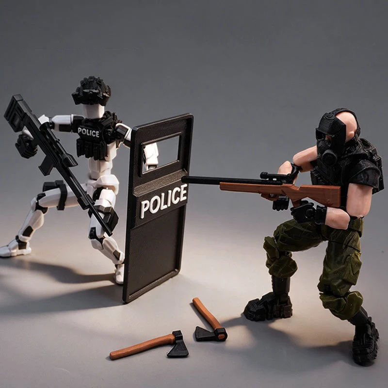 3D Printed Mannequin Dummy Action Figures Multi-Jointed Movable Shapeshift Robot Bandit Police Mercenary Role-play Model Toys