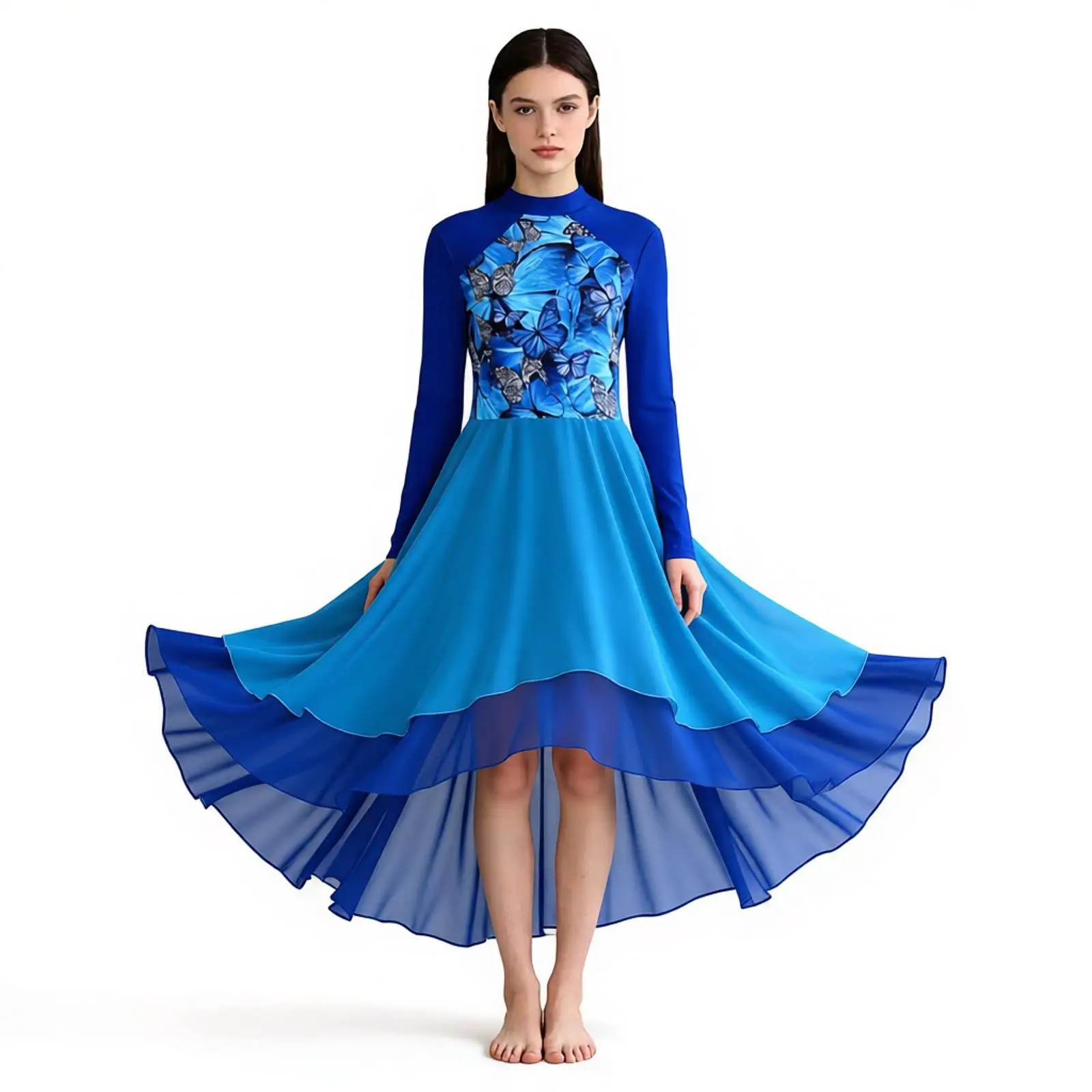 

Женское платье для балета и лирических танцев с длинными рукавами, в стиле пэчворк, для хоровых выступлений и молитвенных служб