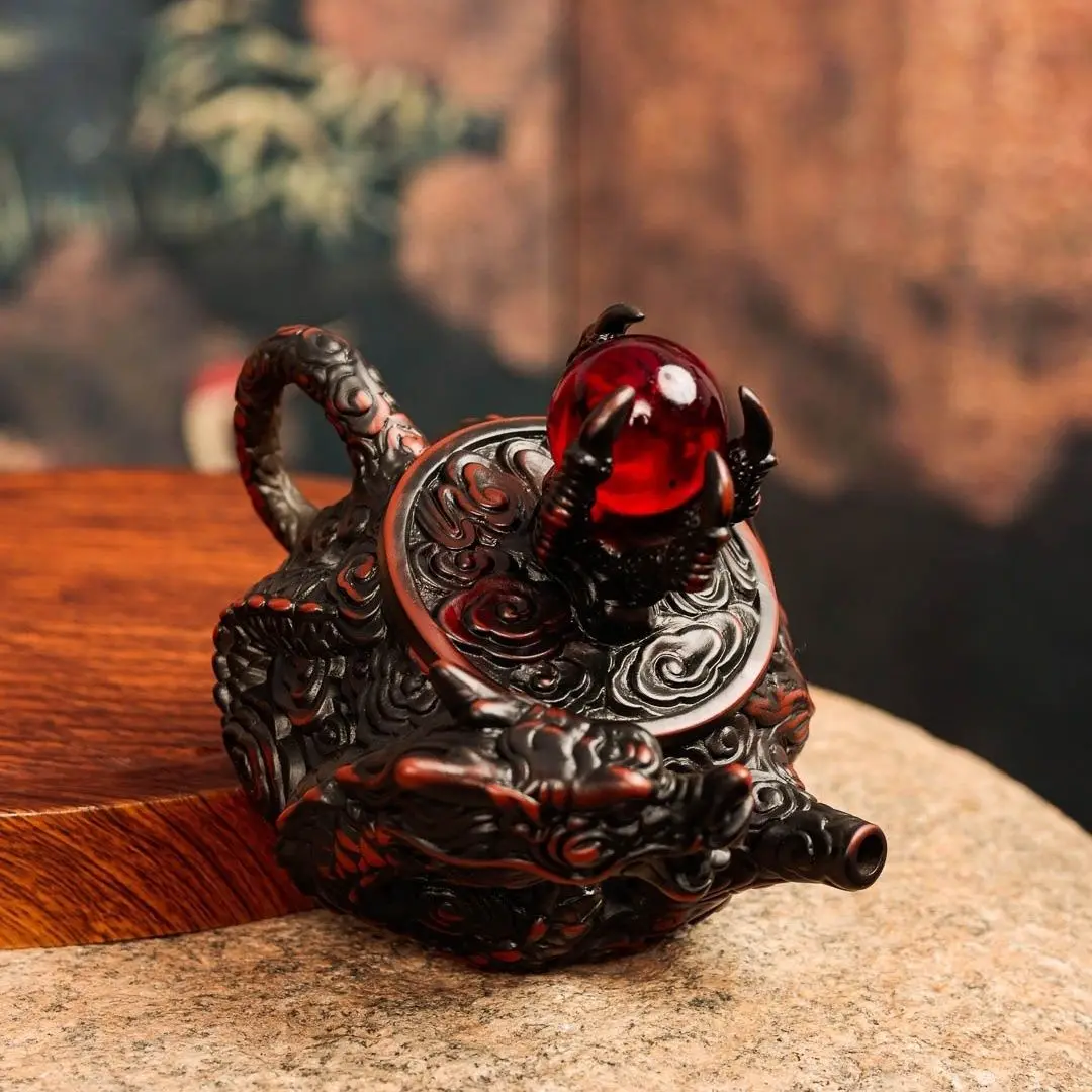 High-value master handmade purple pottery teapot to make tea, light luxury Xianglong play bead pot, retro handmade teapot