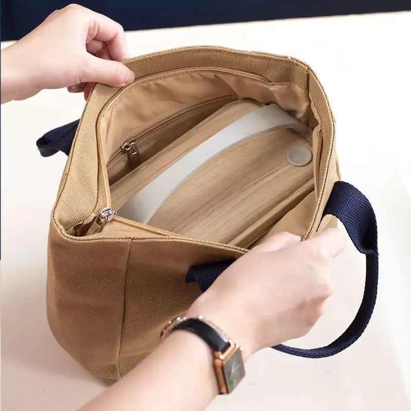 

Japanese-style Portable Lunch Bag Fashion Canvas Bento Bag Soft Waterproof Pouch Fresh Keeping Office School Bags for Girls