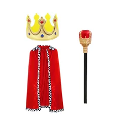 Halloween Dress Up Accessories King Gold King Crown Red King Scepter Gold Base