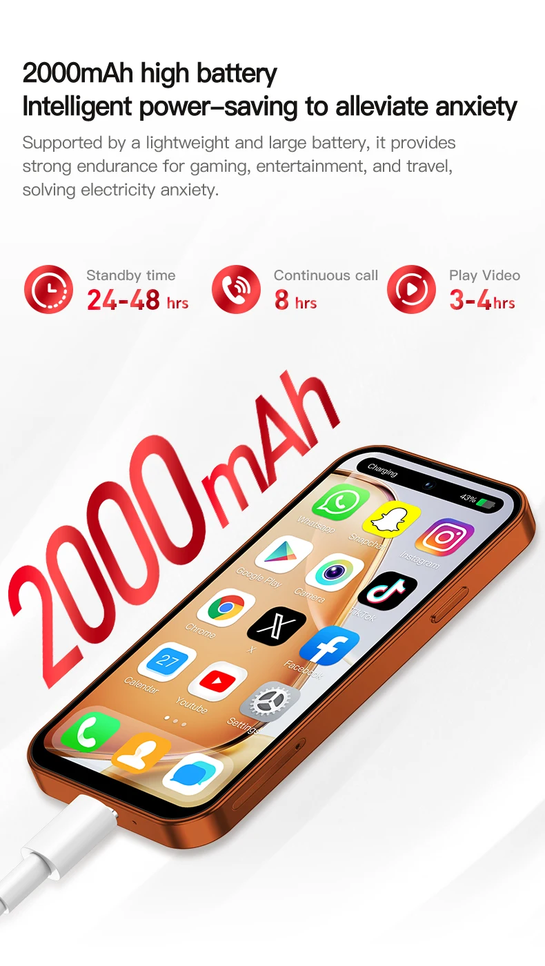 SERVO Small Pocket Smartphone 4.0 Inch Display Android 12.0 4G Dual SIM Face Recognition GPS Unlocked Mobile Phone Video Player