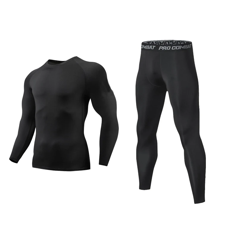 2 pièces hommes vêtements de sport à Compression costume élastique entraînement sport Yoga ensembles entraînement Jogging Fitness vêtements survêtement pantalon sport