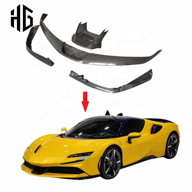 

High Quality Carbon Fiber Front Canards Car Bumper Lip Bodykit For Ferrari SF90 Front Bumper Splitter Spoiler Body Parts