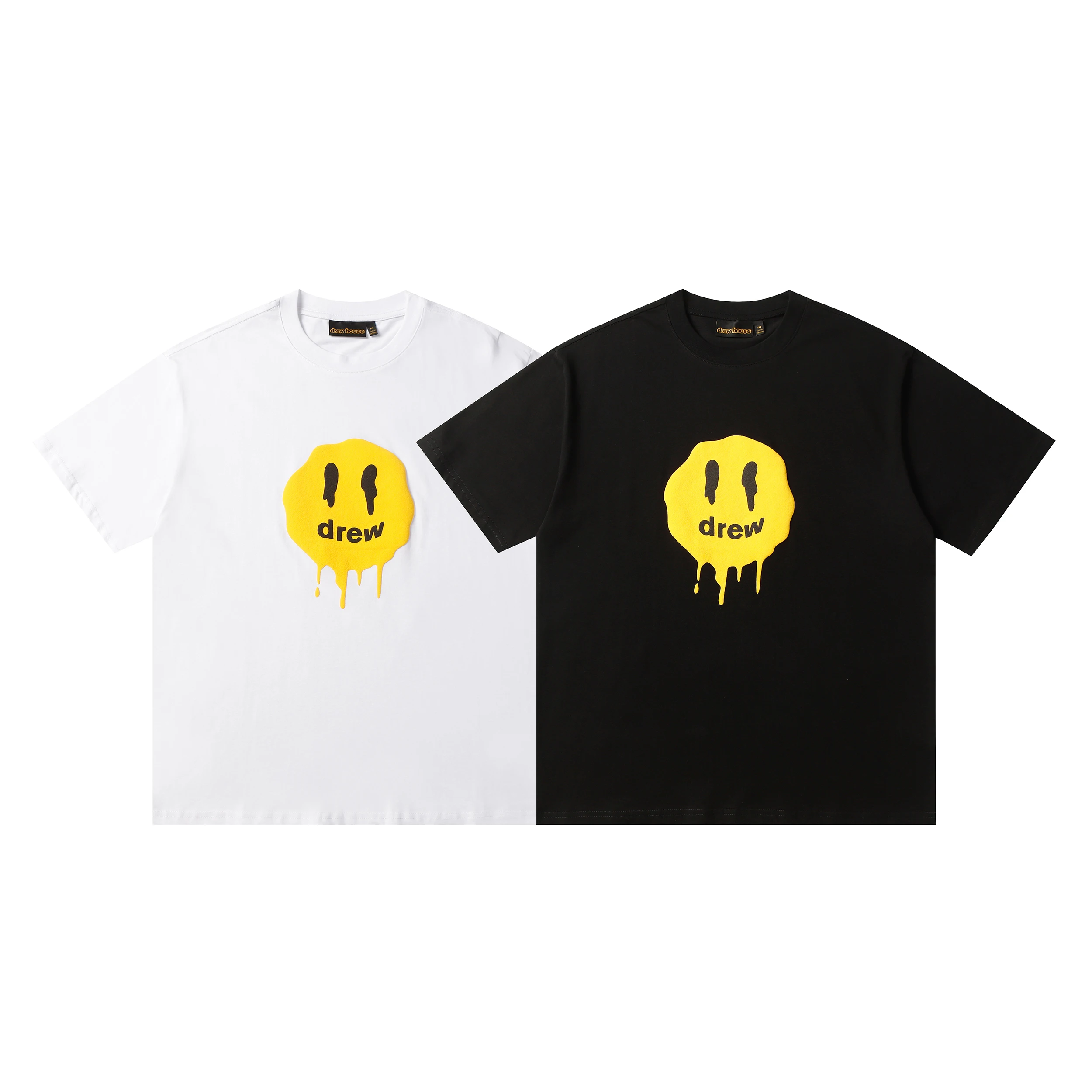 Drew House New Men's Clothing Smiley face print logo T shirt men's and women's printed loose short sleeve T-shirt Ropa hombre