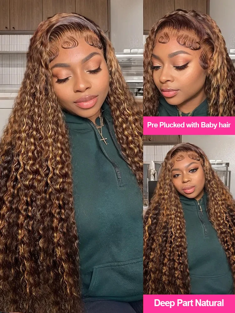4/27 تسليط الضوء على شعر مستعار شعر الإنسان موجة عميقة شعر مستعار أمامي 13x4 HD الدانتيل الباروكة شعر الإنسان موجة المياه الباروكات مجعد الدانتيل الجبهة باروكة من شعر طبيعي #2