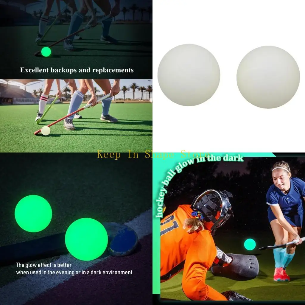 U1JC 2Pcs Glow in Dark Ice Hockey Small Hockey Balls Glow Balls Street Hockey