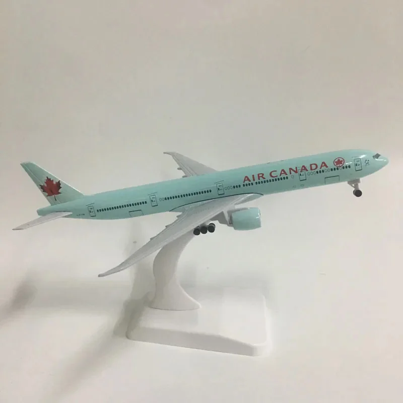 B777 Canada Airplane Kids Toys 20CM Metal Aircraft Model Replica With Landing Gear Aviation Simulation Gift Collection