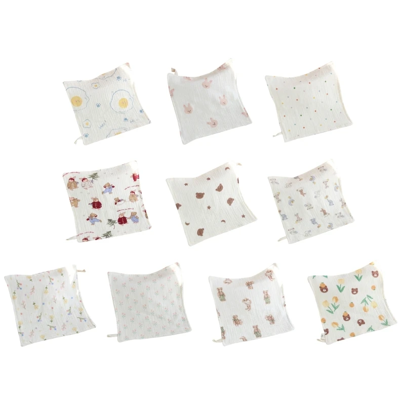 YYDS Printed Baby Washcloth Muslin Square Hand Towel Newborn Face Towel Reusable 4-Layers Toddlers Wash Cloths Nursing Bib