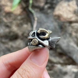 New EDC Beads for Knife Rope Outdoors DIY Tools White Brass Piranha Skull Handmade Solid Lanyard Pendants Key Rings Accessories