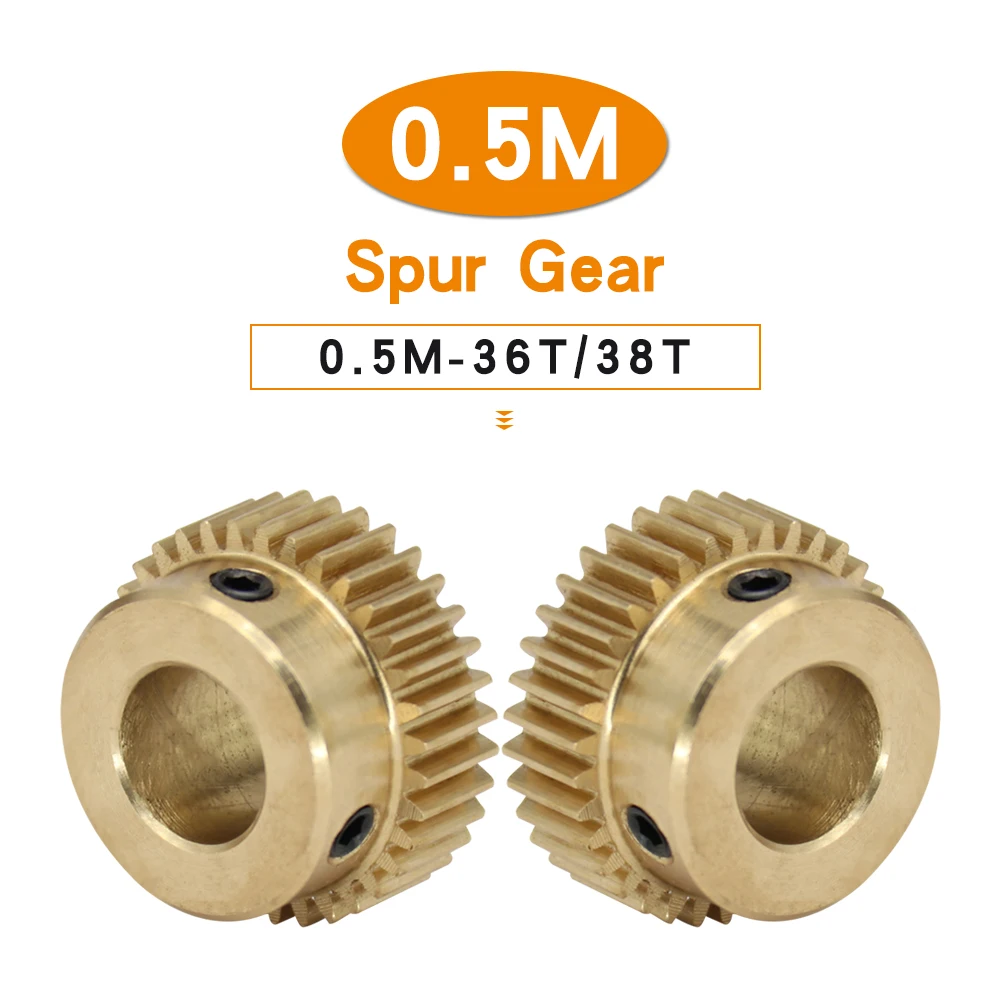 

1 Piece Spur Gear 0.5M-36T/38T Bore 4/5/6/6.35/7/8 mm Copper Brass Mini Worm Gear Teeth Height 5 mm For Transmission Accessories