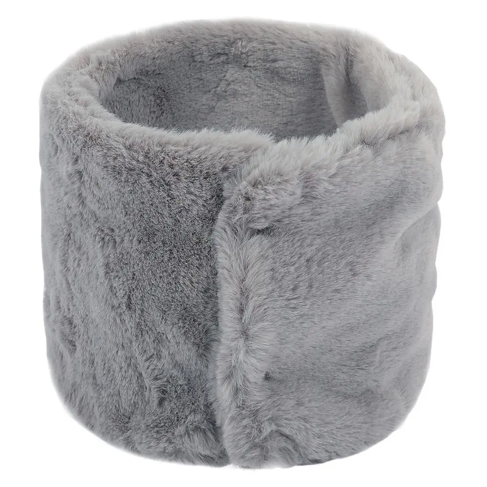 New Women Warm Ring Scarf Winter with Button Fur Headband Collar Bandana Solid Color Faux Rabbit Loop Scarf