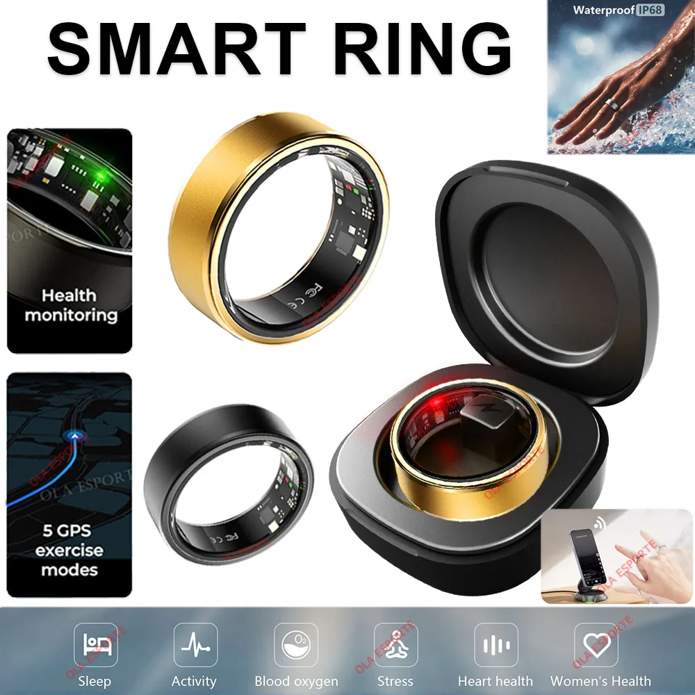 حلقة ذكية معدل ضربات القلب الأكسجين في الدم مراقبة النوم خطوة العد تتبع النشاط المشترك IP68 مقاوم للماء خواتم رياضية الرجال النساء