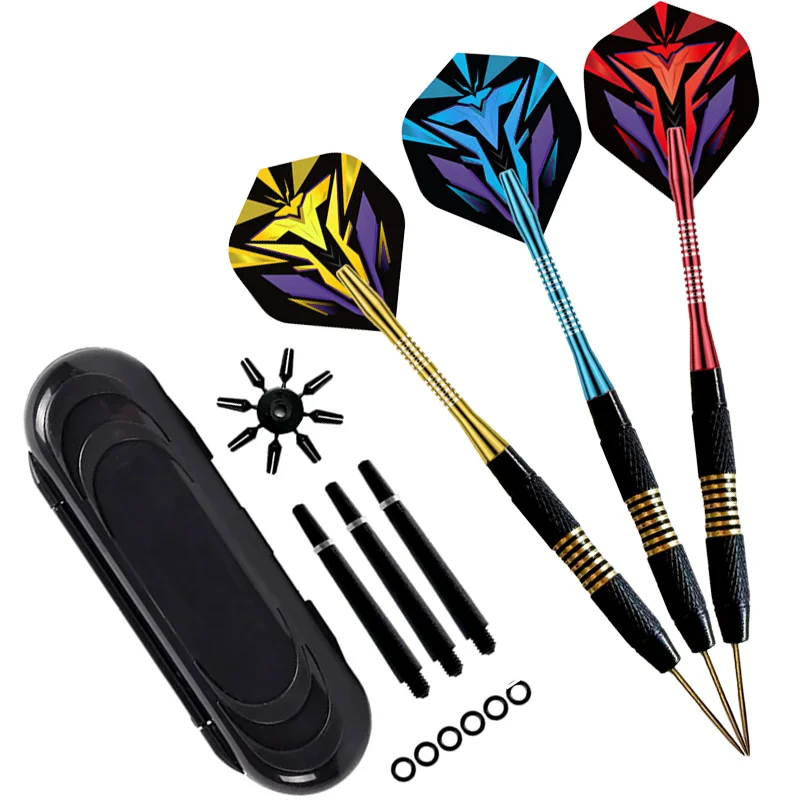 

3Pcs Professional Steel Tip Brass Darts 20G Steel Needle Darts Brass Barrels Beautiful Aluminum Shafts for Beginners Dart Player