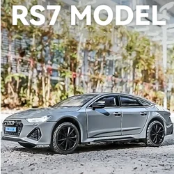 子供のためのディーキャストおもちゃの車のモデル,audi rs7 Sportback,ステアリングホイール,サウンドとライト,収集品,誕生日プレゼント,1:24