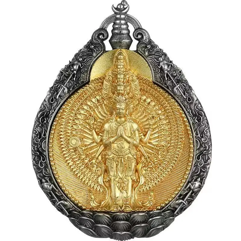 Elegant Zodiac Year Avalokiteshvara Pendant Tibetan Style Vintage Necklace Unisex Protective Amulet Ethnic Couple Jewelry Gift