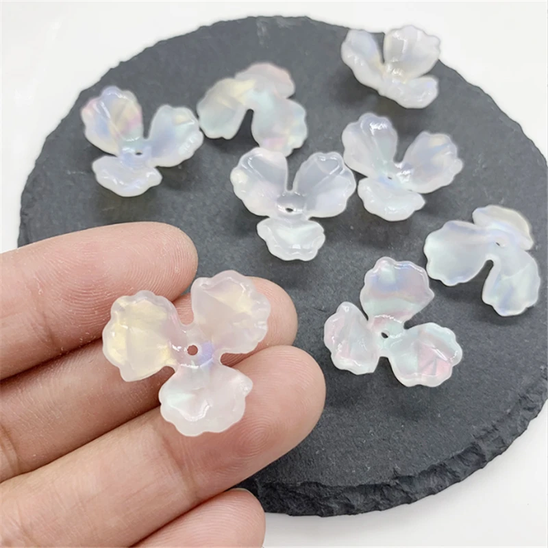 10Pcs/Lot New 21MM Acetic Acid Imitated Shell Flower Beads Acrylic Charm Connectors Diy Earrings Hair Jewelry Making Accessories