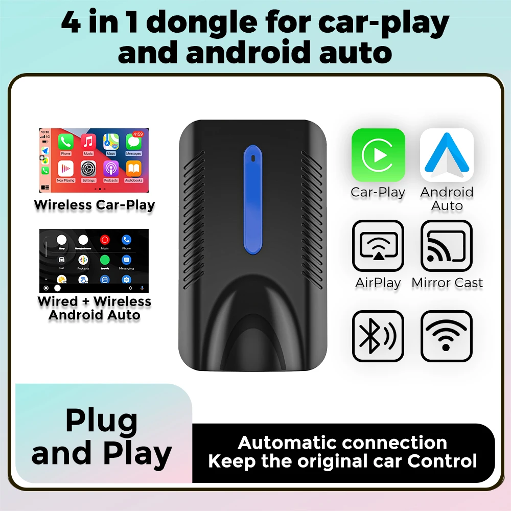 

Проводной и беспроводной адаптер Carplay, автомобильный адаптер Android Plug And Play 5,8 ГГц Wi-Fi BT5.0, Поддержка Airplay Spotify Waze, автомобильный адаптер