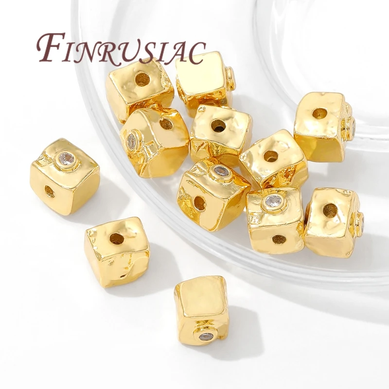 8mm Square Spacer Beads 18K Gold Plated Bracelets Beads,Separator For Beads,Necklace Jewelry Accessories