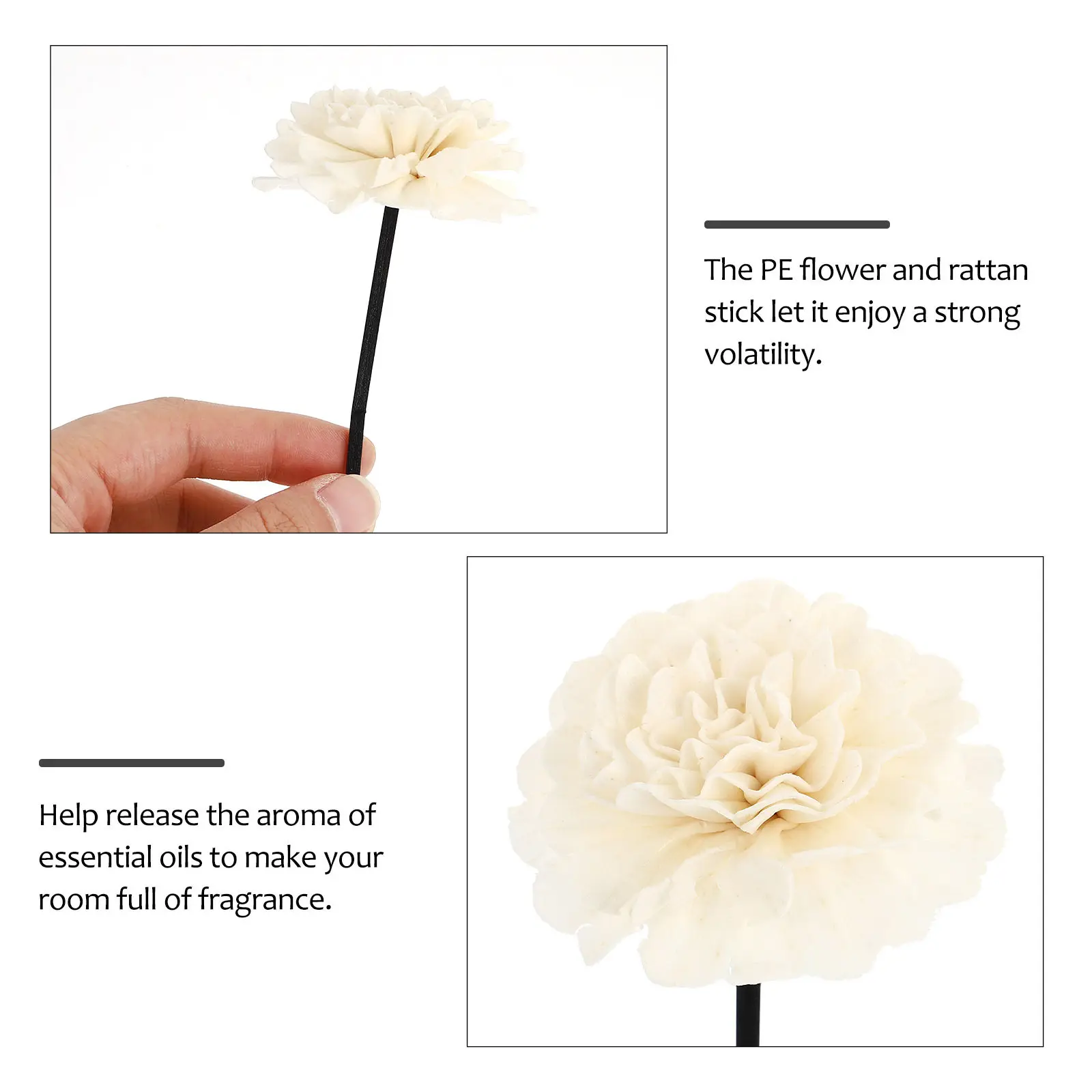 2Pcs Aromatherapy Volatile Sticks White Pe Flower Rattan Diffuser Accessories Essential Oil Room Fragrance Aroma Accessories