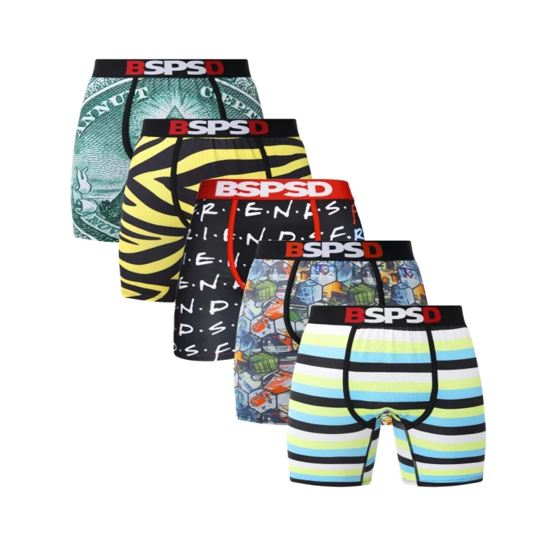 

5Pcs Men Underwear Boxers Sexy Breathable Swimming Man Underpants Plus Size Print Mens Panties Trunks Fashion Men's Boxer Briefs