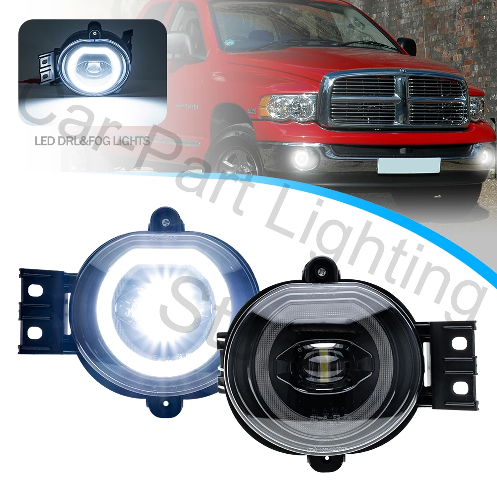 2X LED Xenon White Fog Light DRL Daytime running light Kit  For Dodge Ram 1500 2500 3500 2002-2009 Durango Driving Fog lamp