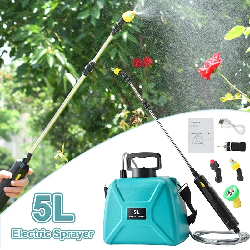 

5L/2000mAh Battery Powered Shoulder-type Electric Pesticide Sprayer 360° Rotating Nozzle Spray Garden Power Irrigation Tool