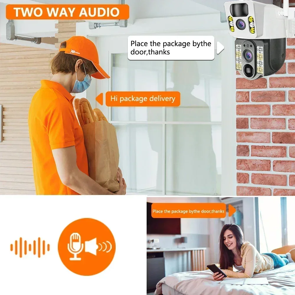 8MP 4K V380 Pro Dual Lens 4g SIM Card IP Solar Power PTZ Camera PIR Detection Cctv System Color Night Vision With Solar Panel