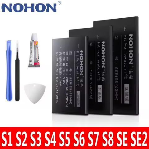 NOHON for Apple Watch Series SE 1 2 3 4 5 6 7 8 Lithium Polymer Battery for iWatch Bateria S1 S2 S3 LTE S4 S5 S6 S7 S8 Battery