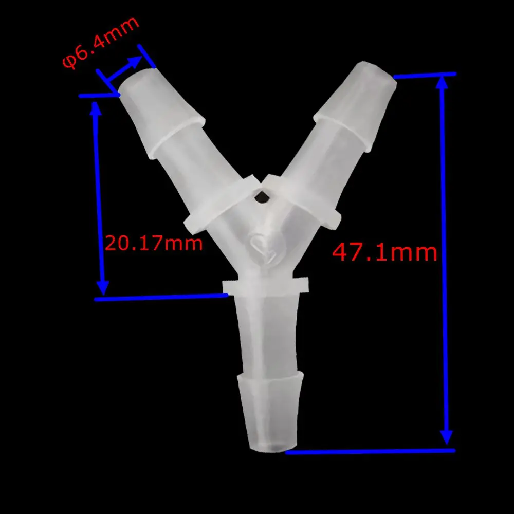 Drei-Port-Y-Winkelrohr, gleiche gerade Anschlüsse mit Widerhaken, Schlauch, Luft, Wasser, Aquarium, Anschluss, PP-PE-Materialien
