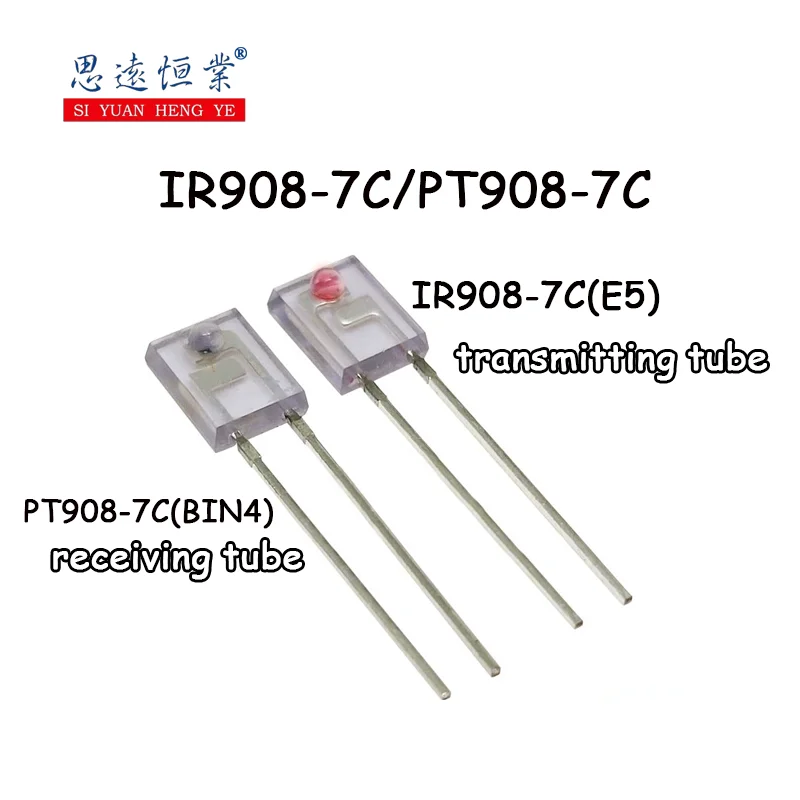 10PCS Square side photosensitive infrared emitting tube IR908-7C diode receiving tube PT908-7C