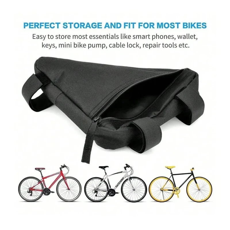Sacos de armazenamento de ferramentas de bicicleta, tipo alça de sela triangular sacos de bicicleta, acessórios de bicicleta resistentes ao vento