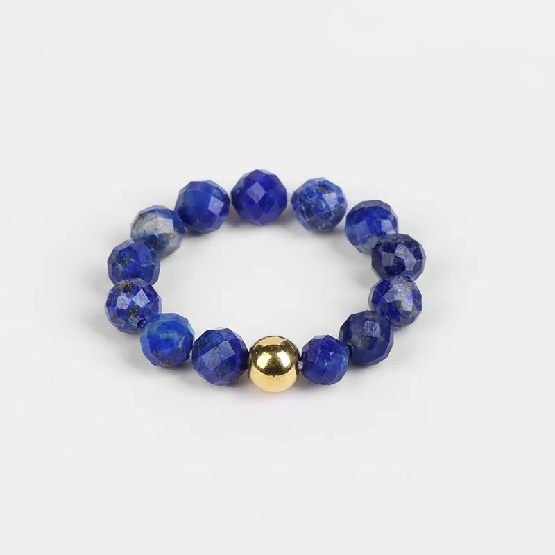 3MM Blue Lapis Lazuli Ring Small Tiny Natural Jaspers Aquamarines Gem Stone Bead Elastic Finger Ring Handmade Jewelry Gift