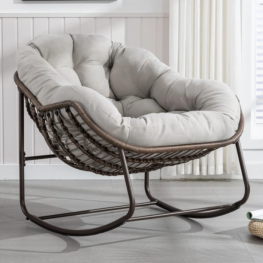 Oversized Outdoor Rocking Chairs | Rattan Papasan & Large Egg Designs for Ultimate Comfort