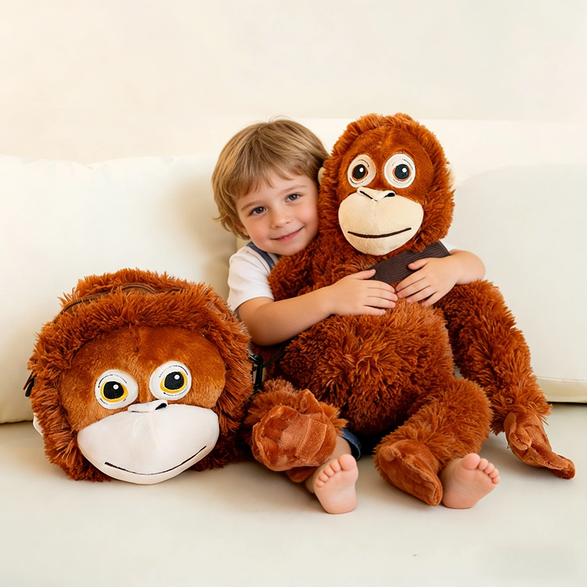 

60cm Cute Orangutan Plush Toy Lifelike Stuffed Animals Cartoon Monkey Gorilla Soft Doll Bag Birthday Gift Room Decor