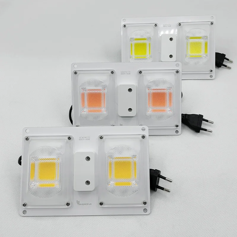 Full Spectrum LED COB Grow Lights AC 120V 220V 230V 50W Lens Board Switch Control for Horticultural Indoor Plants Growth Lamp