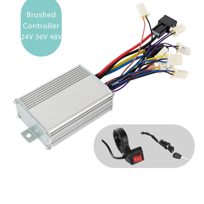 

350W 500W 800W 1000W Brush Controller DC Motor Speed Control For Electric Sccoter with 3 Speed Switch Electric Power Lock