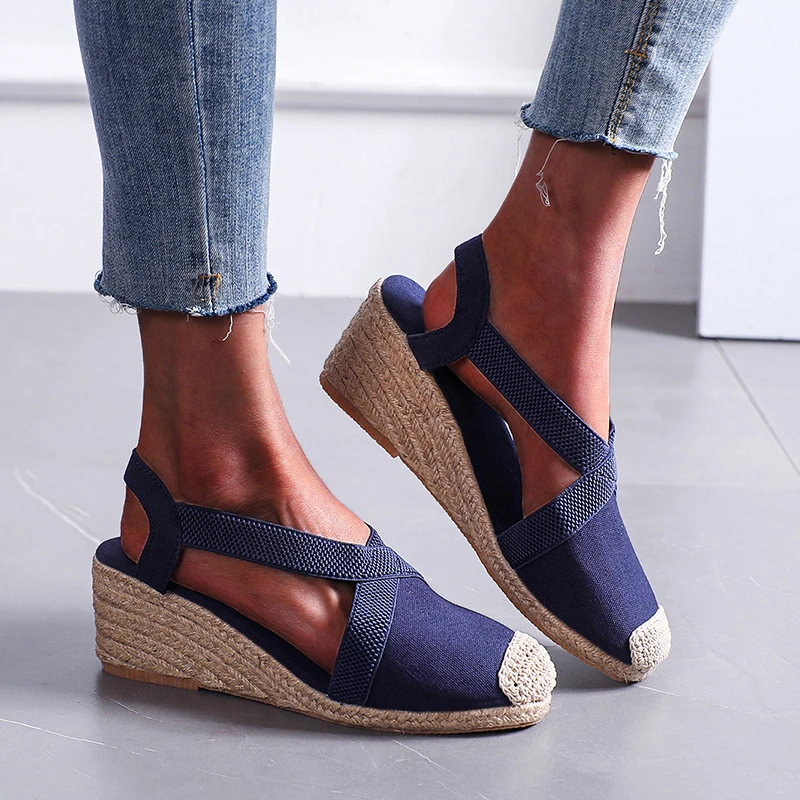 Women's  Ankle Strap Sandals Comfortable Slippers Ladies Womens Casual Shoes Breathable Flax Hemp Canvas Pumps zapatillas mujer