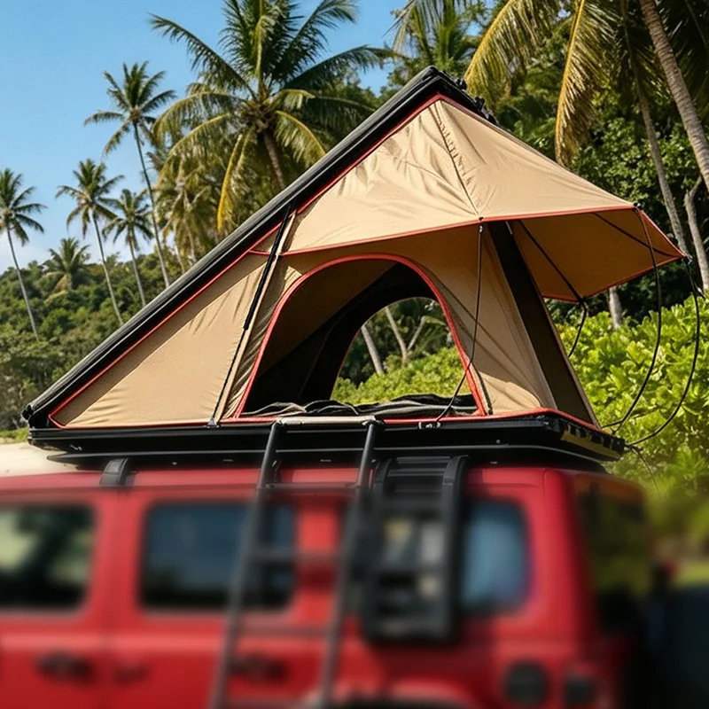 High Quality Retractable Aluminum Hard Shell Roof Space Suit Pickup Truck Overland 2 Persons Camping