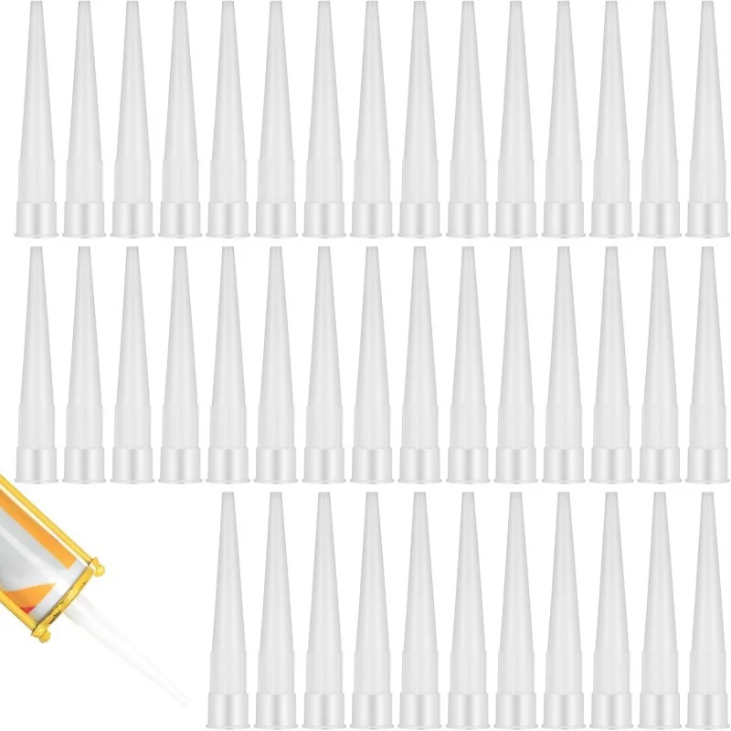 

60-Piece Plastic Caulking Nozzle Tips, Replacement Glue Gun Nozzles for Sealant, Caulk, and Adhesive Application Tools