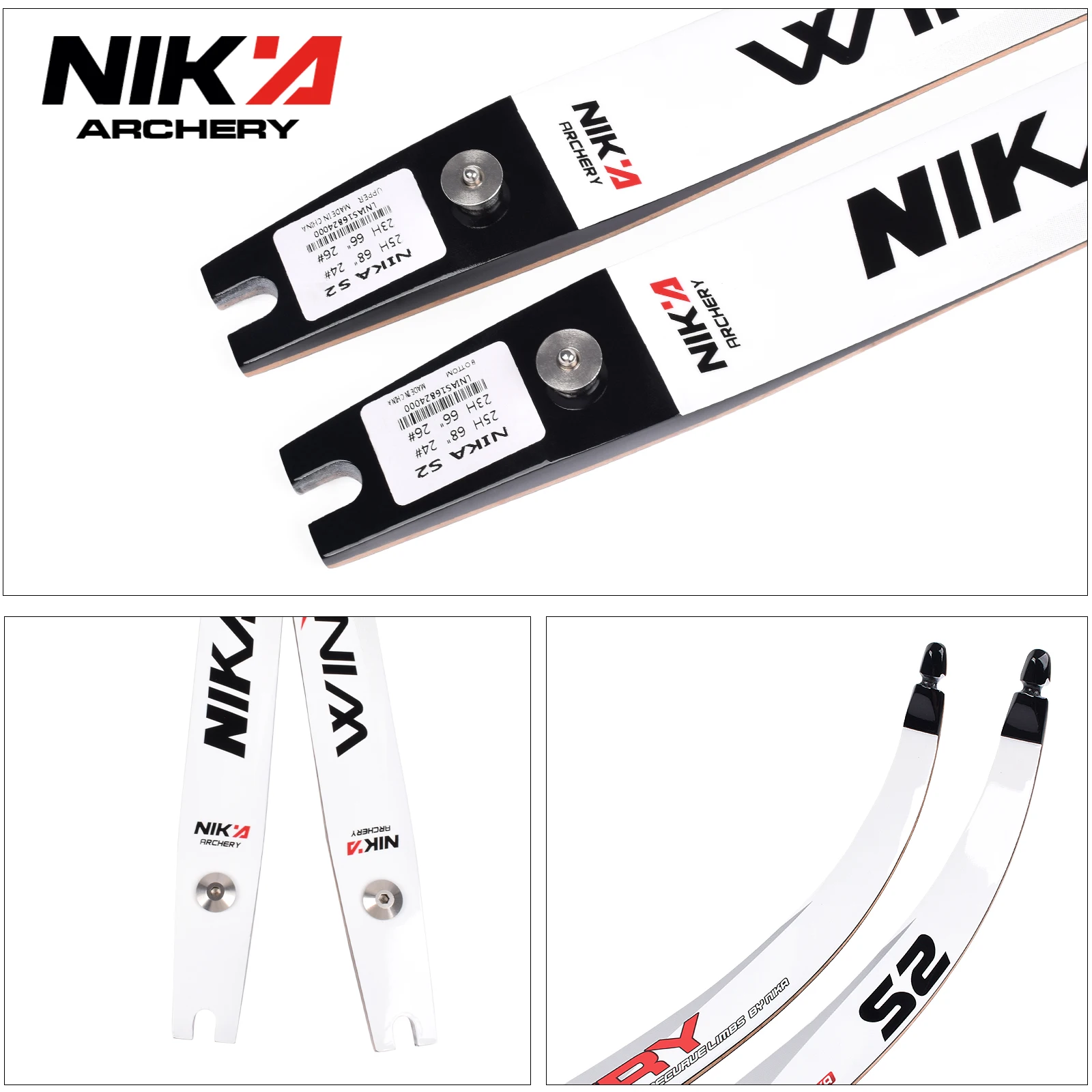 1 Pair NIKA Archery Take Down ILF Recurve Bow Limbs S2 22-42 LBS 68