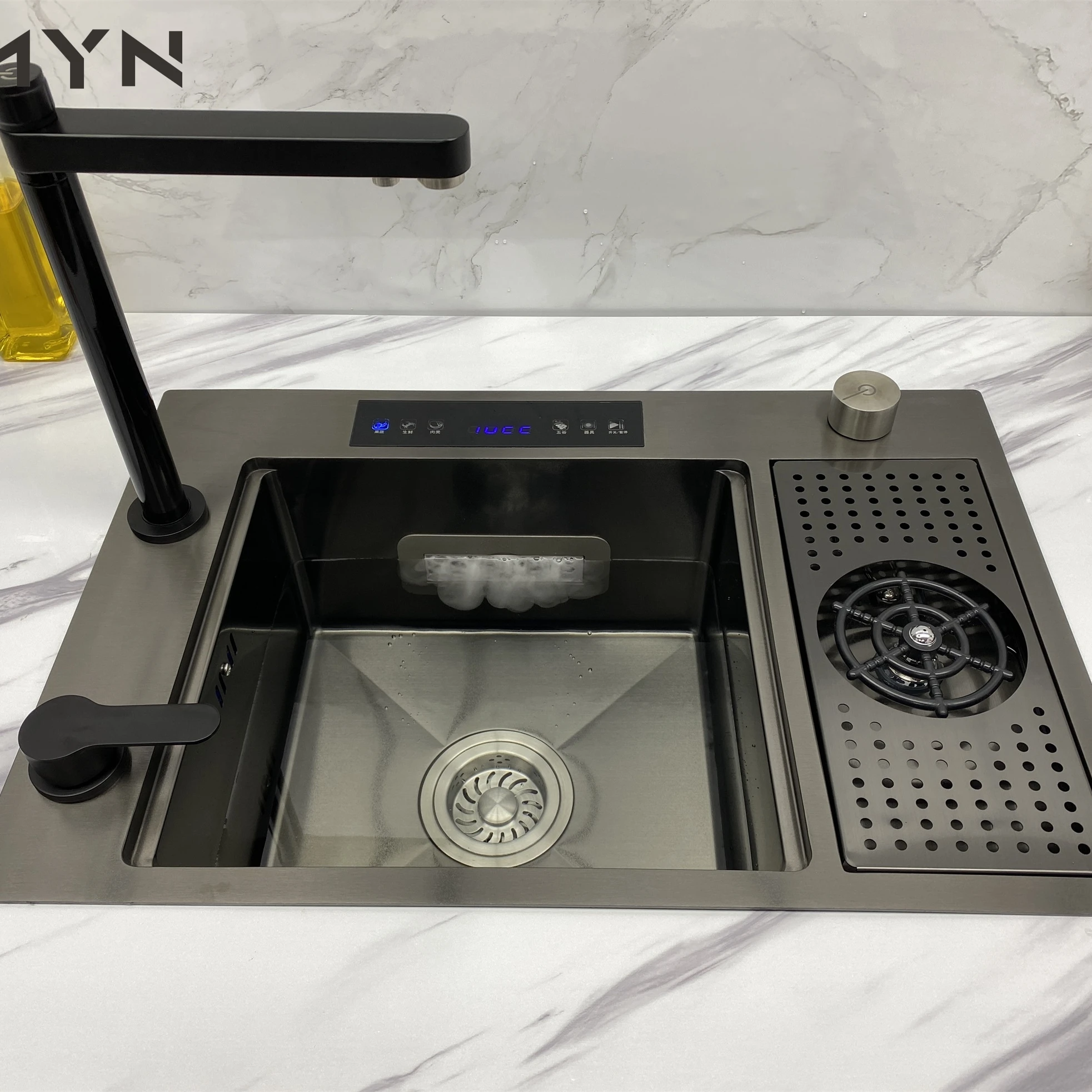 New Technology Multi Function Smart  Hydro Purify Kitchen Handmade  Nano Digital Ultrasonic Hidden Kitchen Sink with Cup Washer