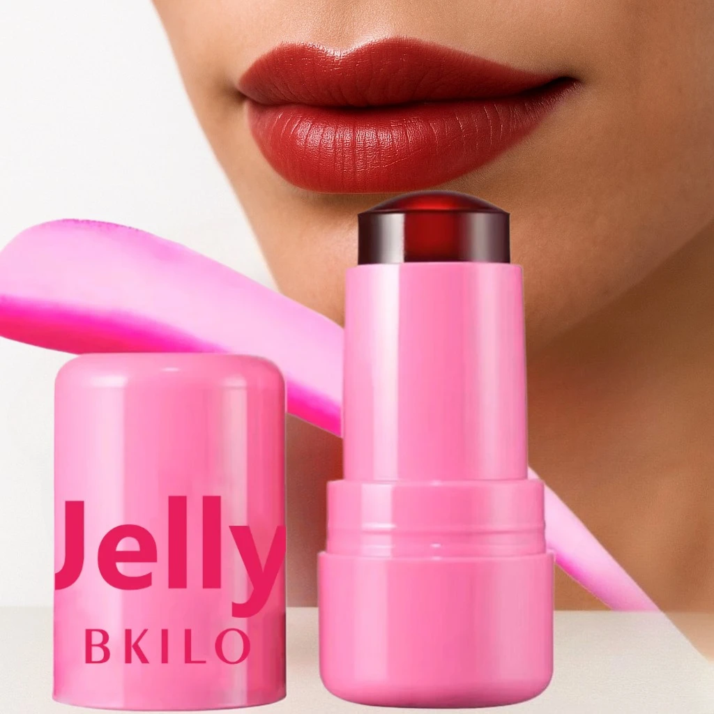 3-in-1 Jelly Tint Facial Blusher Wand Moisturized Long Lasting Matte Rouge Cheek Contour Lipstick Sticker Beauty Makeup