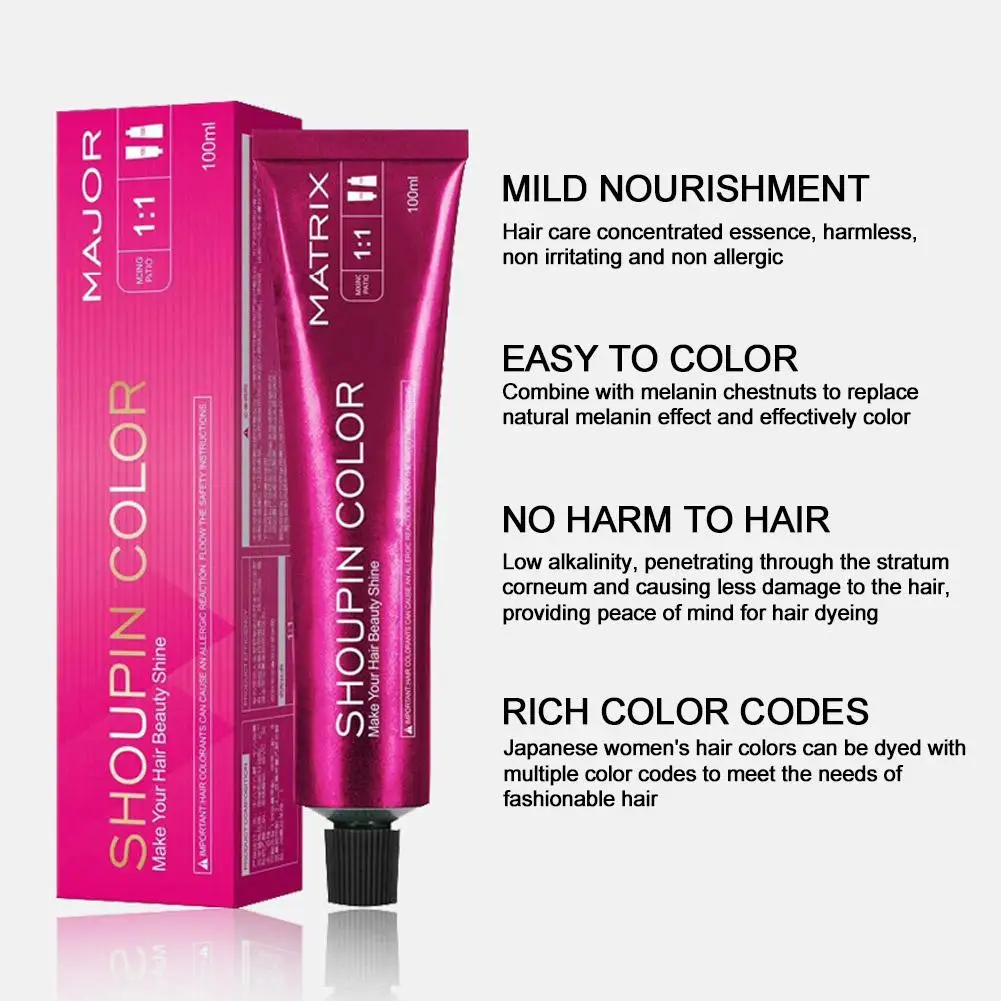 Tinte para el cabello Shoupin Pewarna Rambut, colorante para el cabello de silicona libre de fragancia, ácido de larga duración, silicona orgánica libre Amino C V8J0