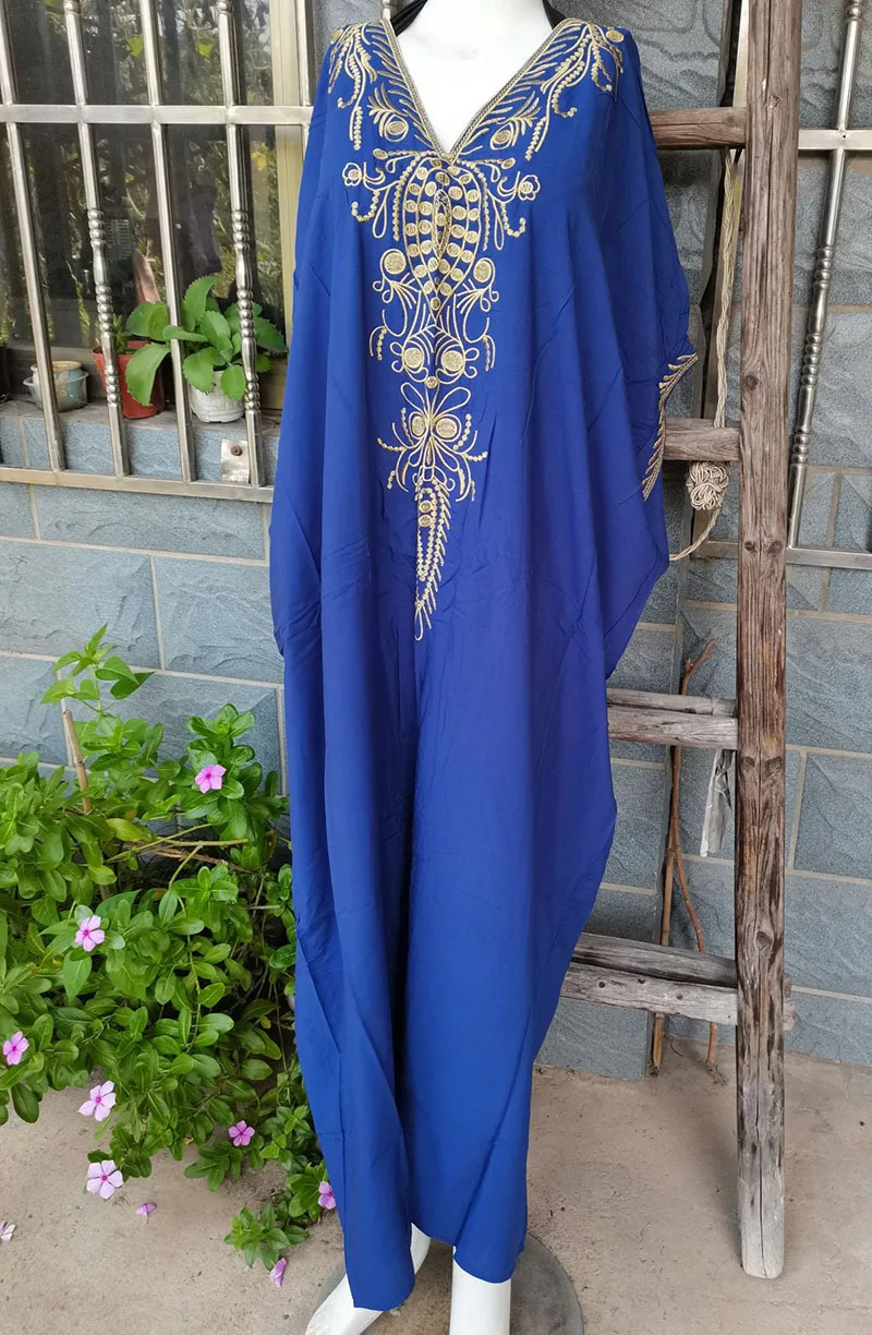 قفطان مطرز باللون الكحلي للنساء ، سترة للشاطئ ، ثوب فضفاض للبيكيني ، فستان للشاطئ ، سترة رشيق ، ملابس الشاطئ