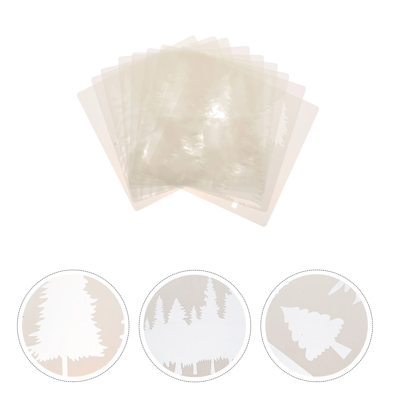 9 Pcs Christmas Decorations Tree Template Drawing Stencils Xmas Templates Pine Wood Plastic White Painting Child